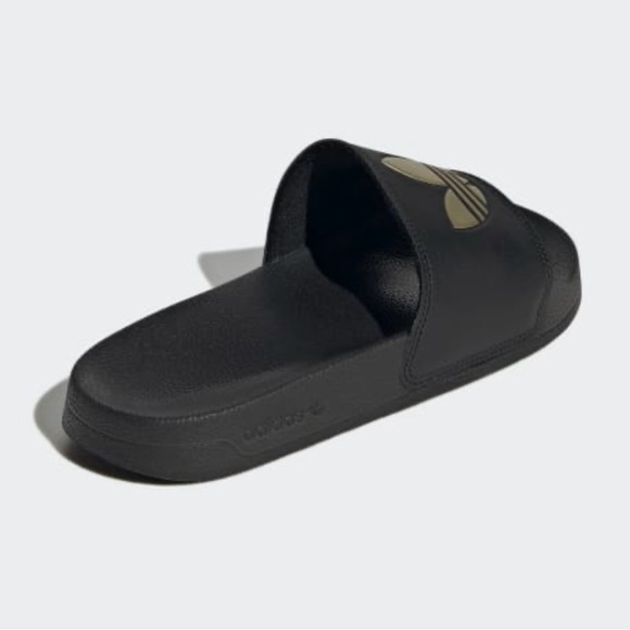 NIB Men Sz 8/Women Sz 9 (Euro Sz 42) Adidas Adilette Lite Slides In Black/Gold - Picture 5 of 13